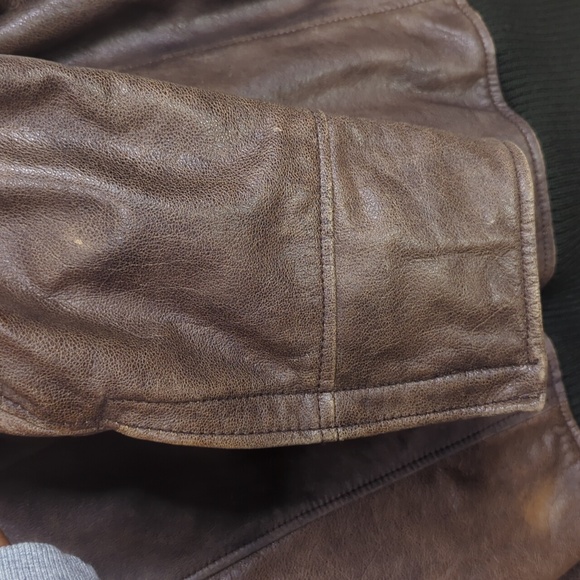 Compagnia Brown Flight pilot Leather Jacket Shearling fighter Bomber Italy 50 L - Picture 9 of 16